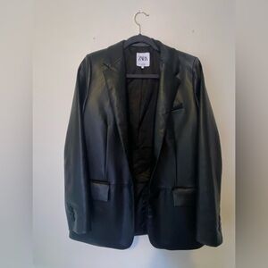 Zara Women’s Pleather Faux Leather Jacket Coat in Good Condition